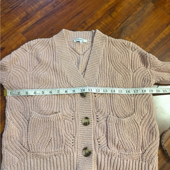 Madewell Mauve Pink Hillview pink cotton crochet knit Cardigan size xxs - Picture 11 of 16